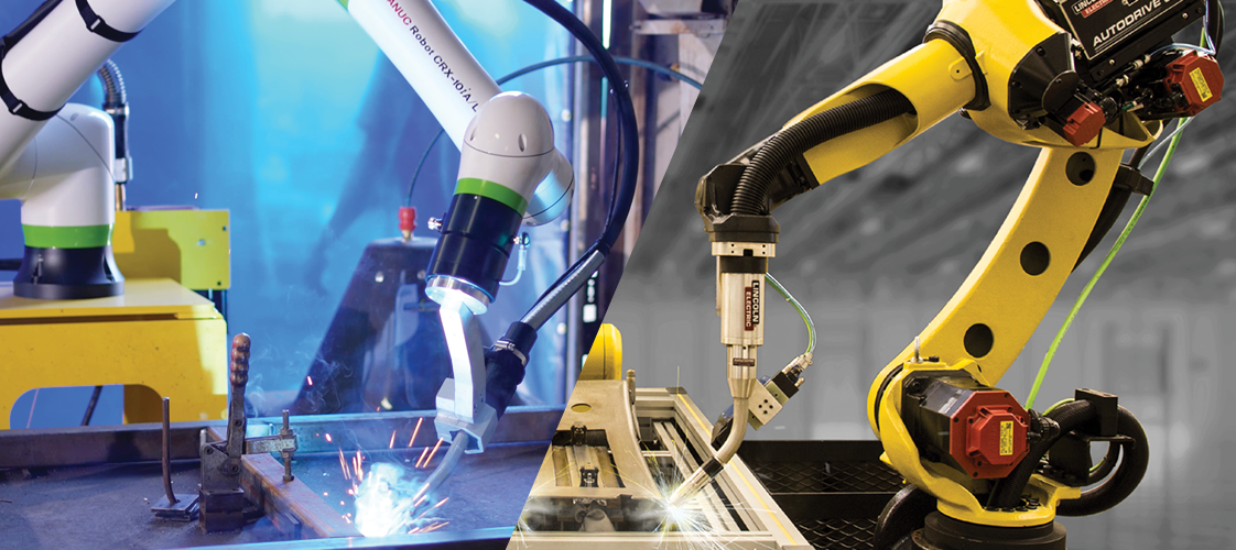 Graphic comparing cobots and robots in manufacturing